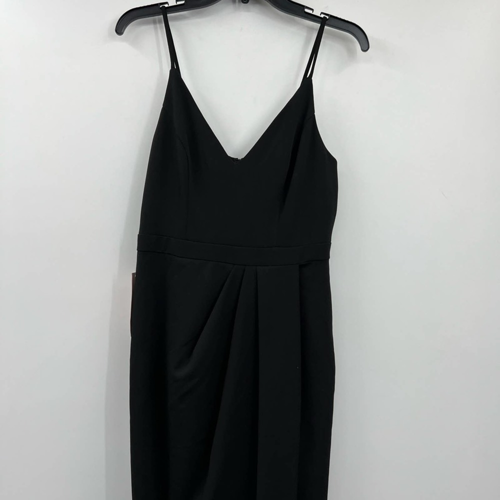 BHLDN Caron Crepe Dress Size 10 Black Crepe V-neck Tulip Sleeveless Dress - Picture 3 of 9